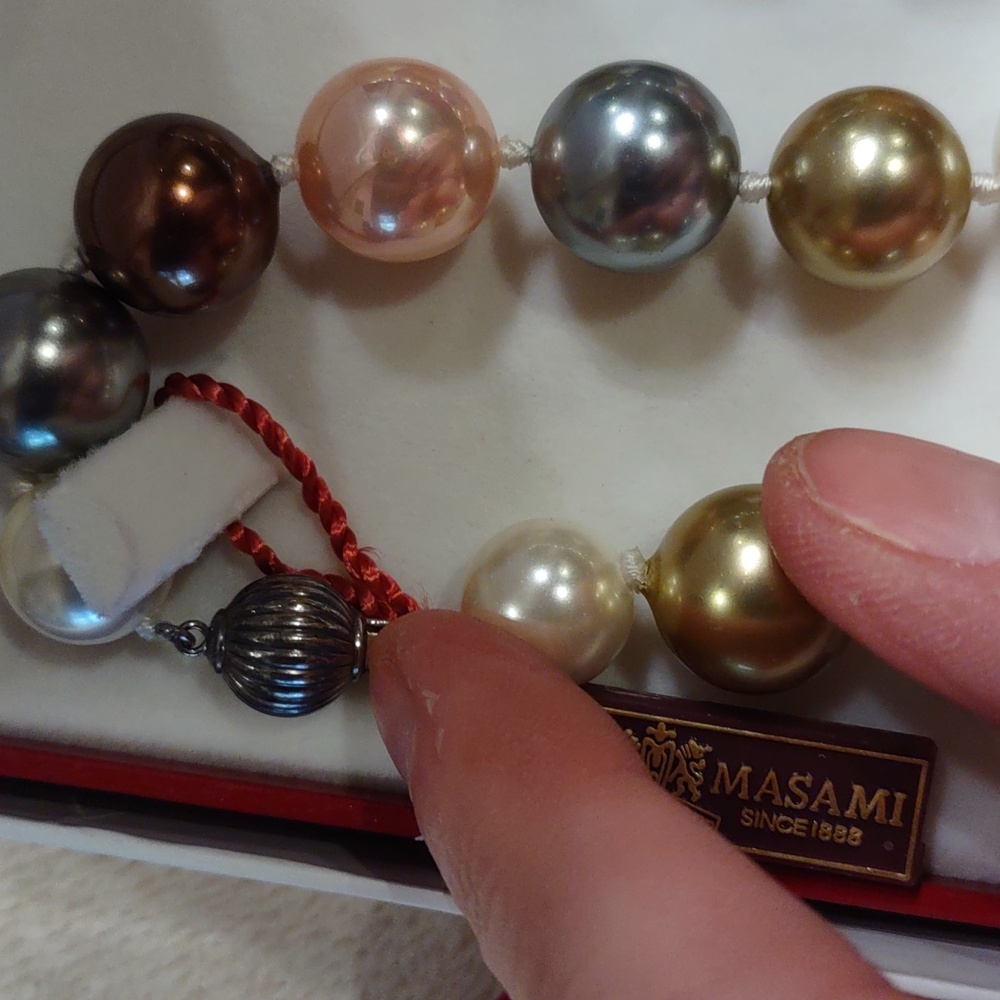 Multicolor Pearl Necklace And Earrings Large Pink Brown Gray Nib - Picture 4 of 6